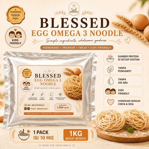Blessed Protein Egg Omega 3 Noodle Tanpa Air Abu dan Tanpa bahan Pengawet Kids Friendly