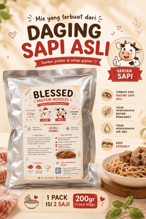 Blessed Protein Noodles - Beef (isi 2)