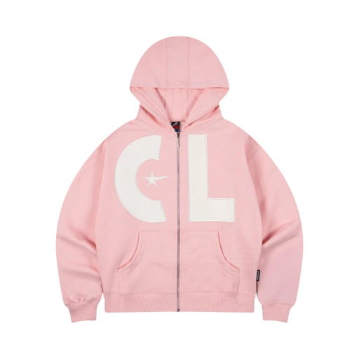 Image of SUPERSTAR ZIP UP HOODIE LIGHT PINK