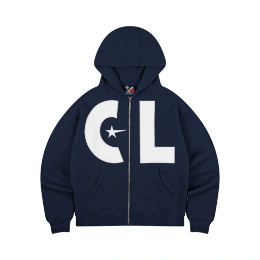 Image of SUPERSTAR ZIP UP HOODIE NAVY
