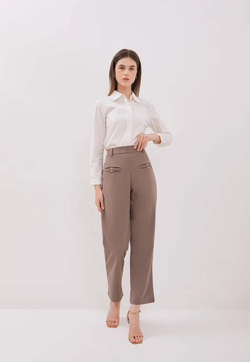Image of [6 PCS] REFINED BELTED TROUSERS