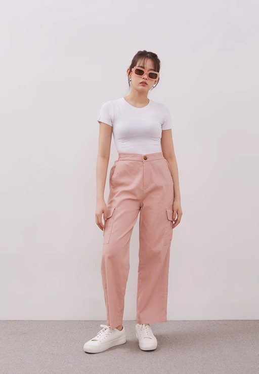Image of [4PCS] COTTON SUEDE CHIC CARGO CULOTTES