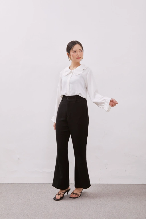 Image of [3 PCS] [KHUSUS HITAM] DOUBLE-BUTTONED FLARE PANTS