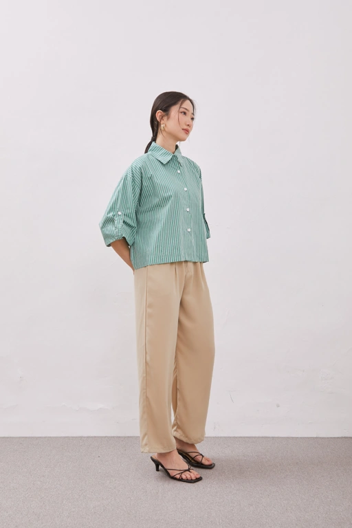 Image of [Min. 4PCS] MID-SLEEVES STRIPED SHIRT