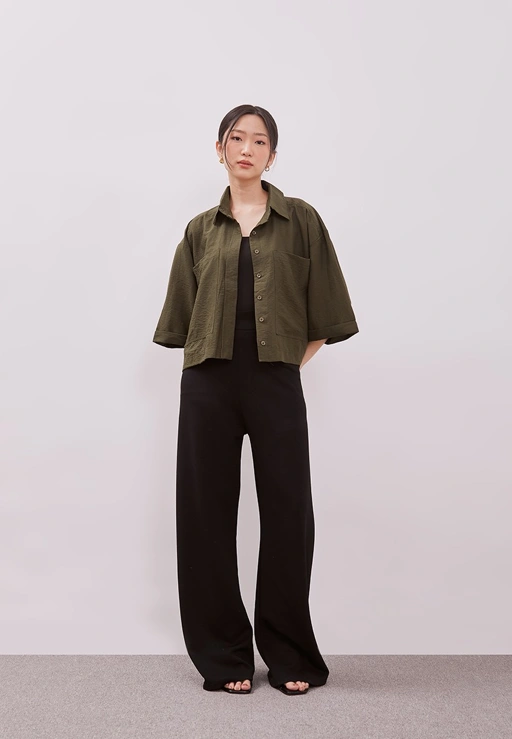 Image of  [Min. 4PCS] [PILIH WARNA] CRINKLE  CROPPED BOXY  TOP