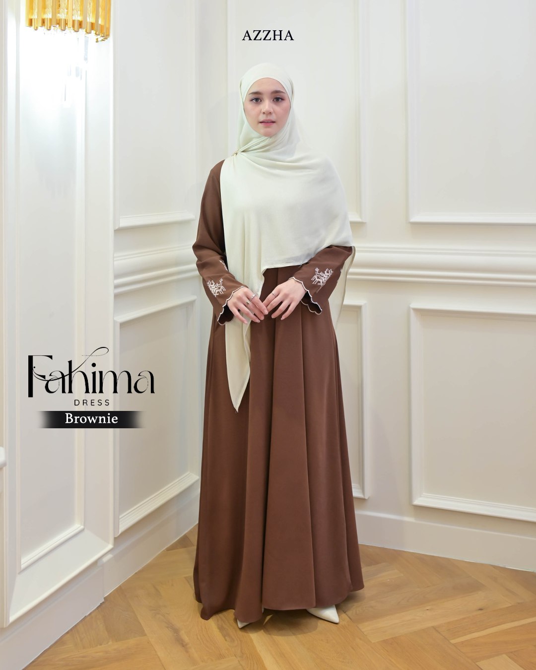 Azzha Indonesia - Fahima Dress Wanita Mewah Elegant Nyaman Dengan Bahan Cupro Emboss Premium