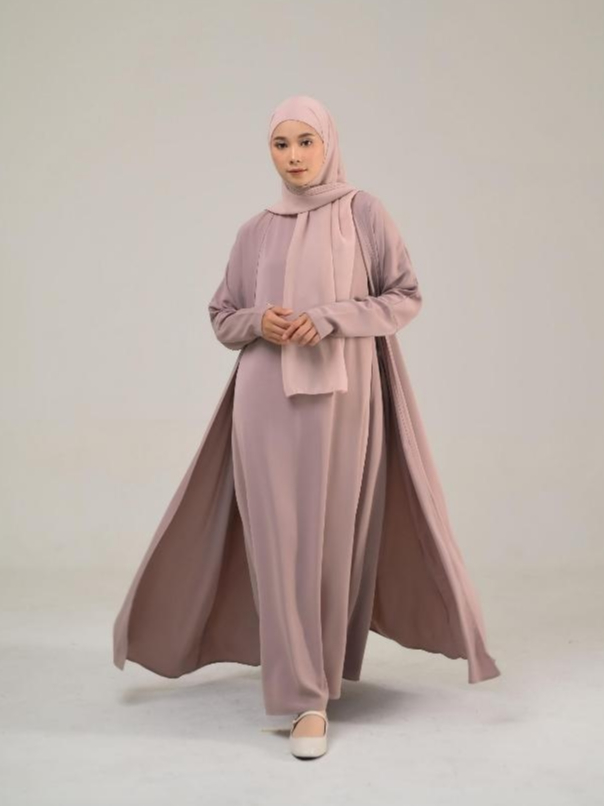 Azzha Indonesia - Yasmina Abaya Style 1 Dress Set Outer Dengan Bahan Eliza Anti UV Premium