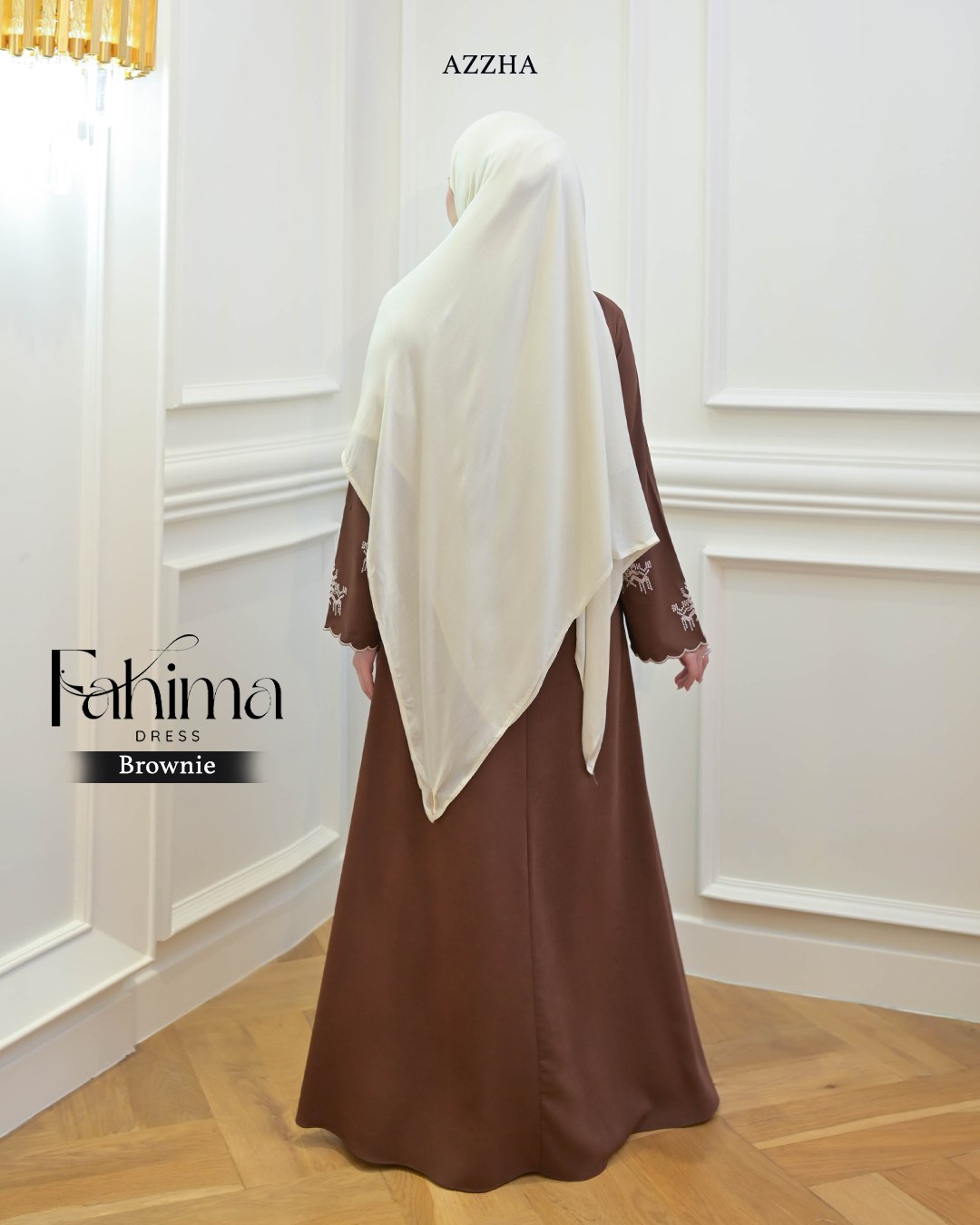 Azzha Indonesia - Fahima Dress Wanita Mewah Elegant Nyaman Dengan Bahan Cupro Emboss Premium