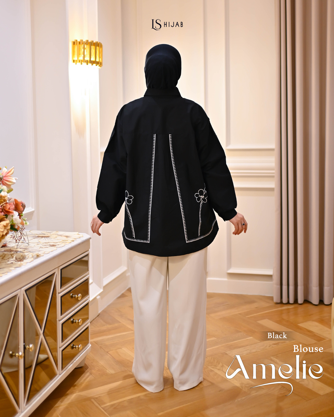 LS Hijab - Amelie Blouse Wanita Kemeja Lengan Panjang Bordir Kekinian Dengan Bahan Katun Popline Premium