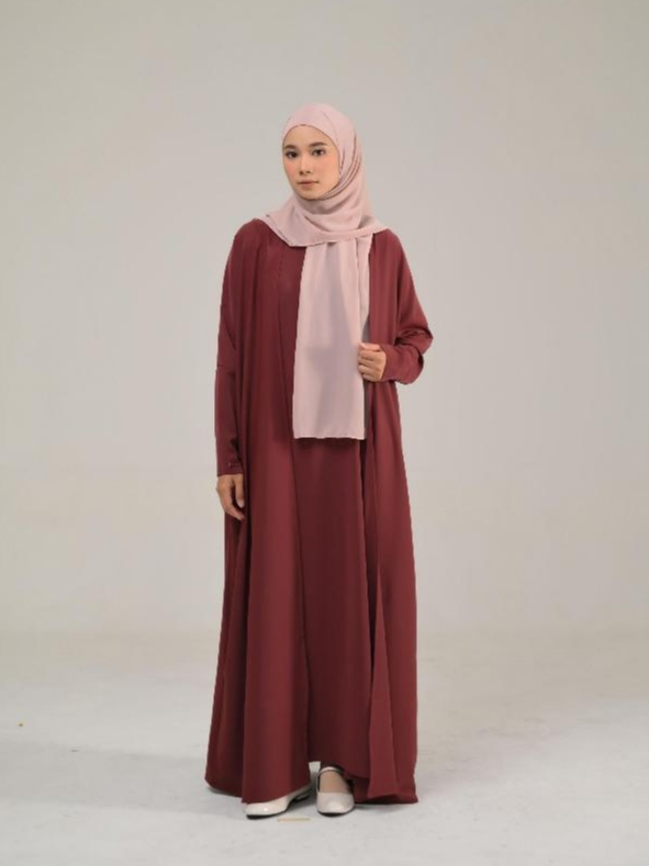 Azzha Indonesia - Yasmina Abaya Style 1 Dress Set Outer Dengan Bahan Eliza Anti UV Premium