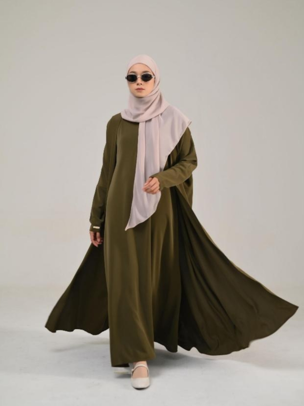 Azzha Indonesia - Yasmina Abaya Style 1 Dress Set Outer Dengan Bahan Eliza Anti UV Premium