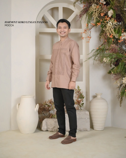 LS Hijab - Koko Harmony Pria Bahan Marbella dengan Aksen brukat