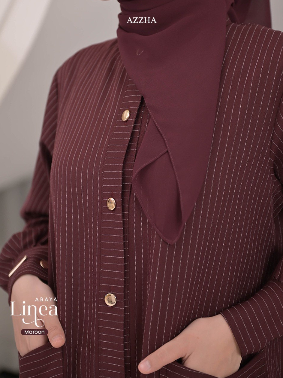 Azzha Indonesia - Linea Abaya Wanita Muslimah Adem Nyaman dan Elegant Dengan Bahan Berluti Stripe Premium