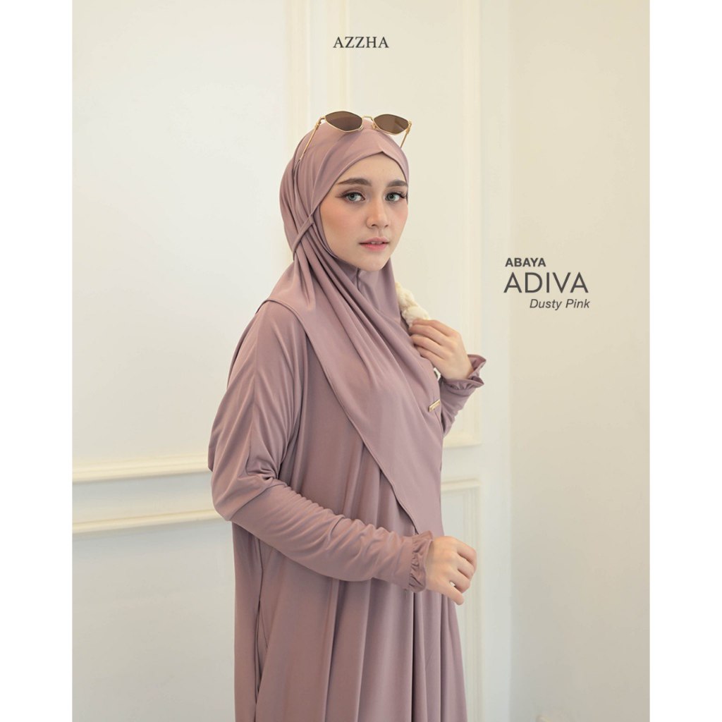 Azzha Indonesia - Adiva Abaya Polos Set Bergo 2 in 1 Mewah Dan Nyaman Dengan Bahan Jersey Korea Premium