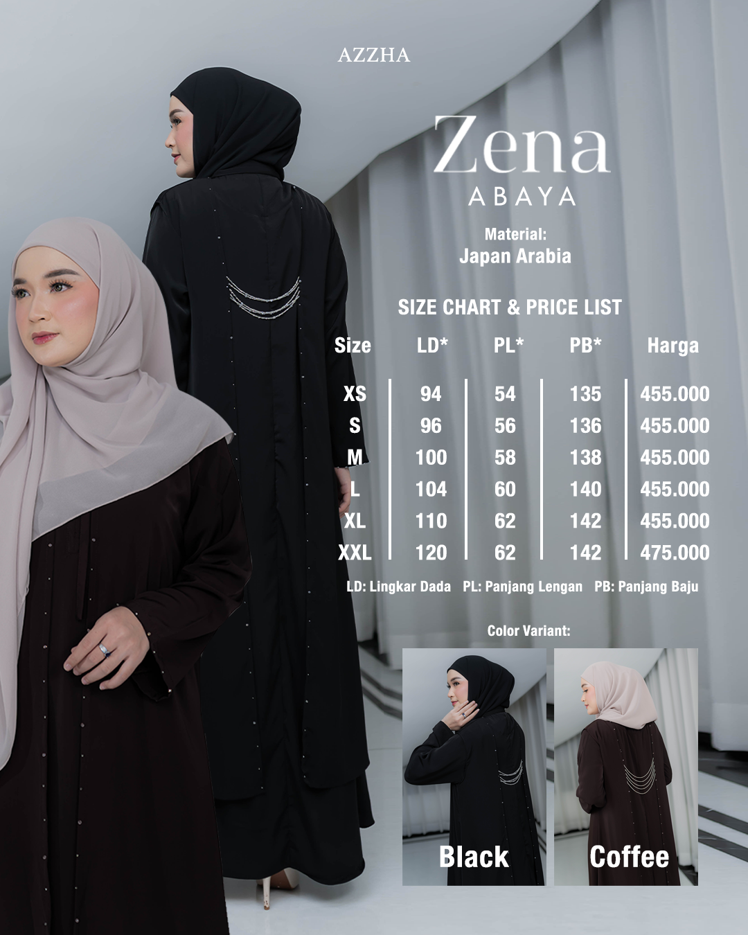 Azzha Indonesia - Zena Abaya Wanita Muslimah Adem Nyaman dan Mewah Dengan Bahan Japan Arabian Premium