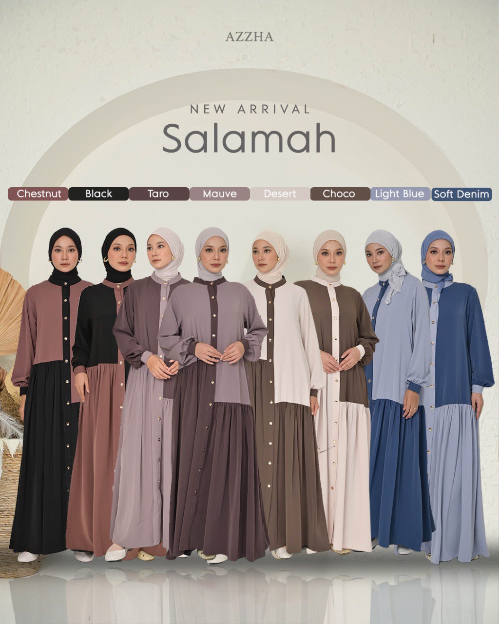 Azzha Indonesia - Salamah Dress Wanita Muslimah Nyaman Lembut dan Elegant Dengan Bahan Marbela anti UV Premium