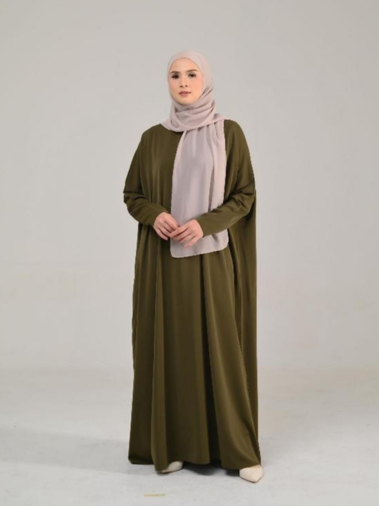 Azzha Indonesia - Yasmina Abaya Style 2 Dress Wanita Muslimah Only Bahan Eliza Anti UV Premium