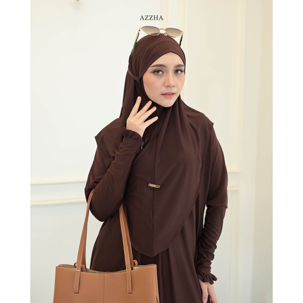 Azzha Indonesia - Adiva Abaya Polos Set Bergo 2 in 1 Mewah Dan Nyaman Dengan Bahan Jersey Korea Premium