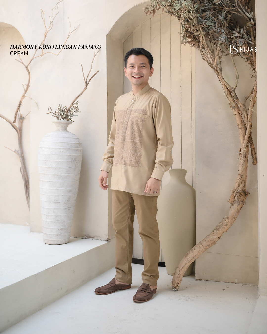 LS Hijab - Koko Harmony Pria Bahan Marbella dengan Aksen brukat
