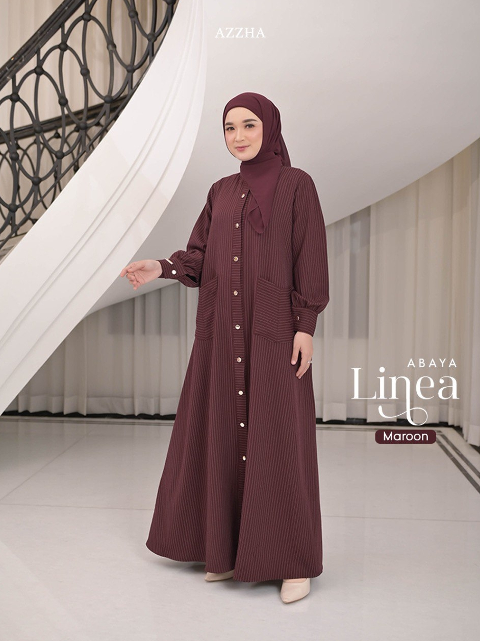 Azzha Indonesia - Linea Abaya Wanita Muslimah Adem Nyaman dan Elegant Dengan Bahan Berluti Stripe Premium