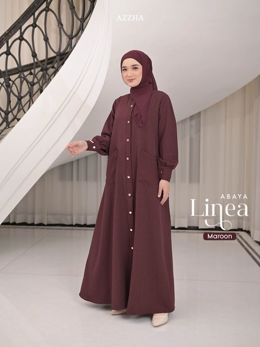 Image of Azzha Indonesia - Linea Abaya Wanita Muslimah Adem Nyaman dan Elegant Dengan Bahan Berluti Stripe Premium