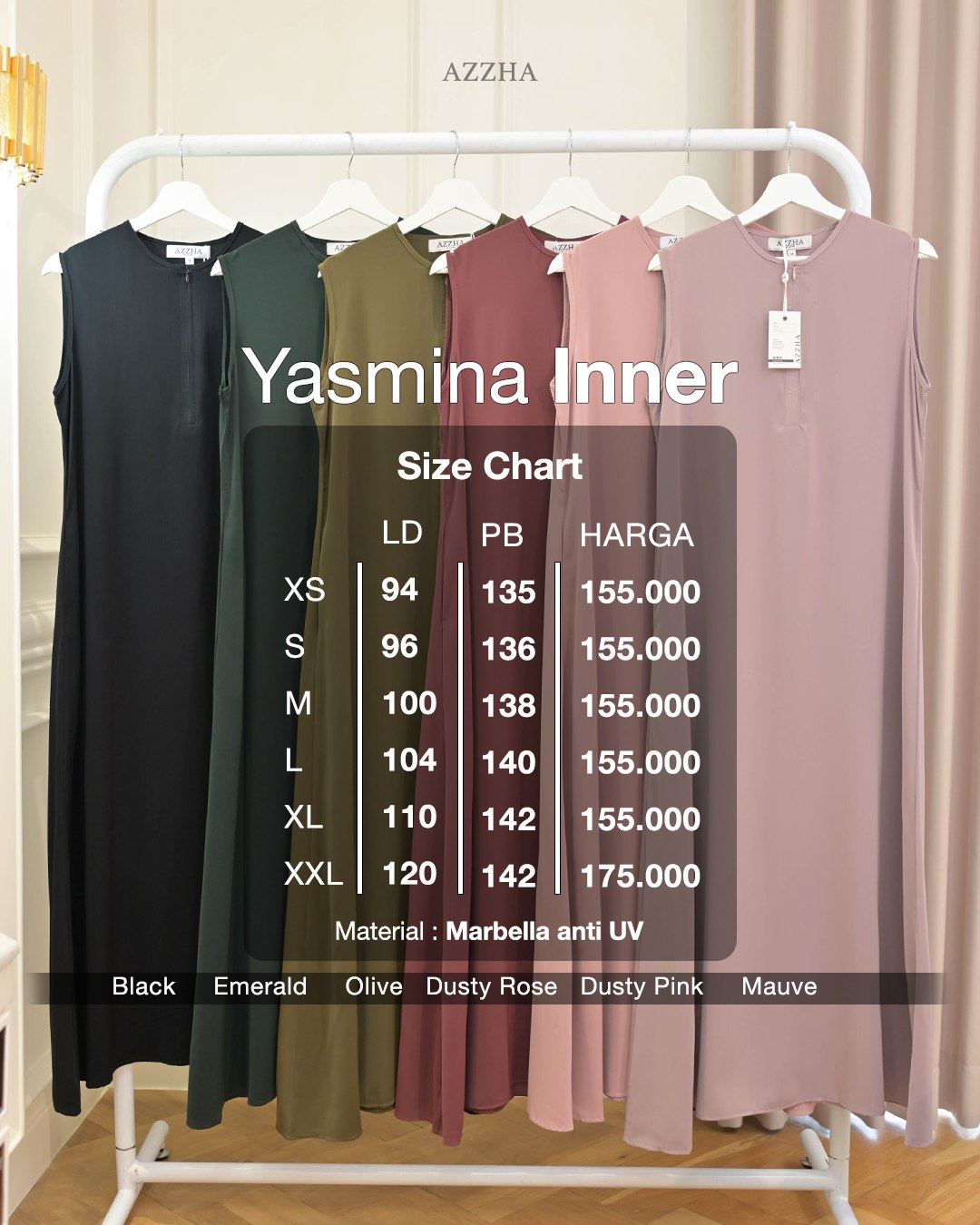 Azzha Indonesia - Yasmina Inner Nyaman Adem dan Lembut Dengan Bahan Marbela Anti UV premium