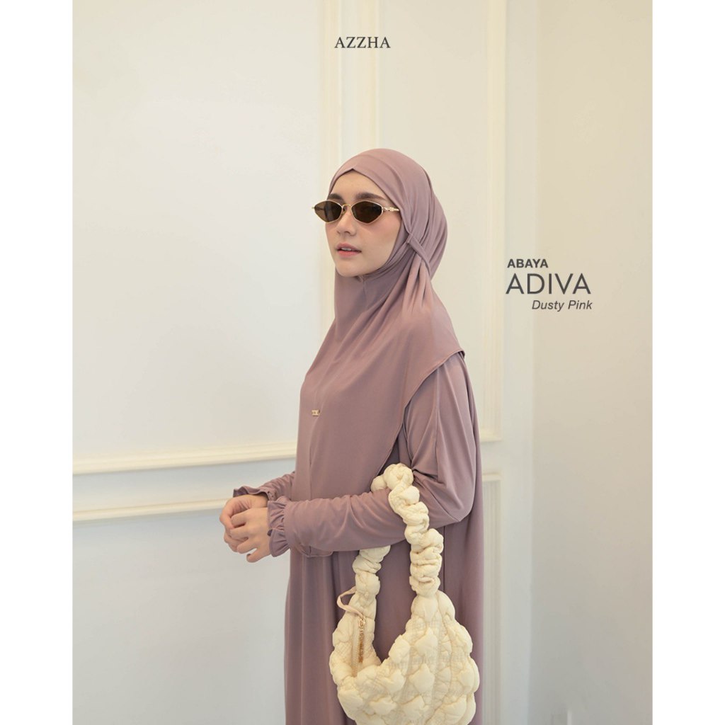 Azzha Indonesia - Adiva Abaya Polos Set Bergo 2 in 1 Mewah Dan Nyaman Dengan Bahan Jersey Korea Premium