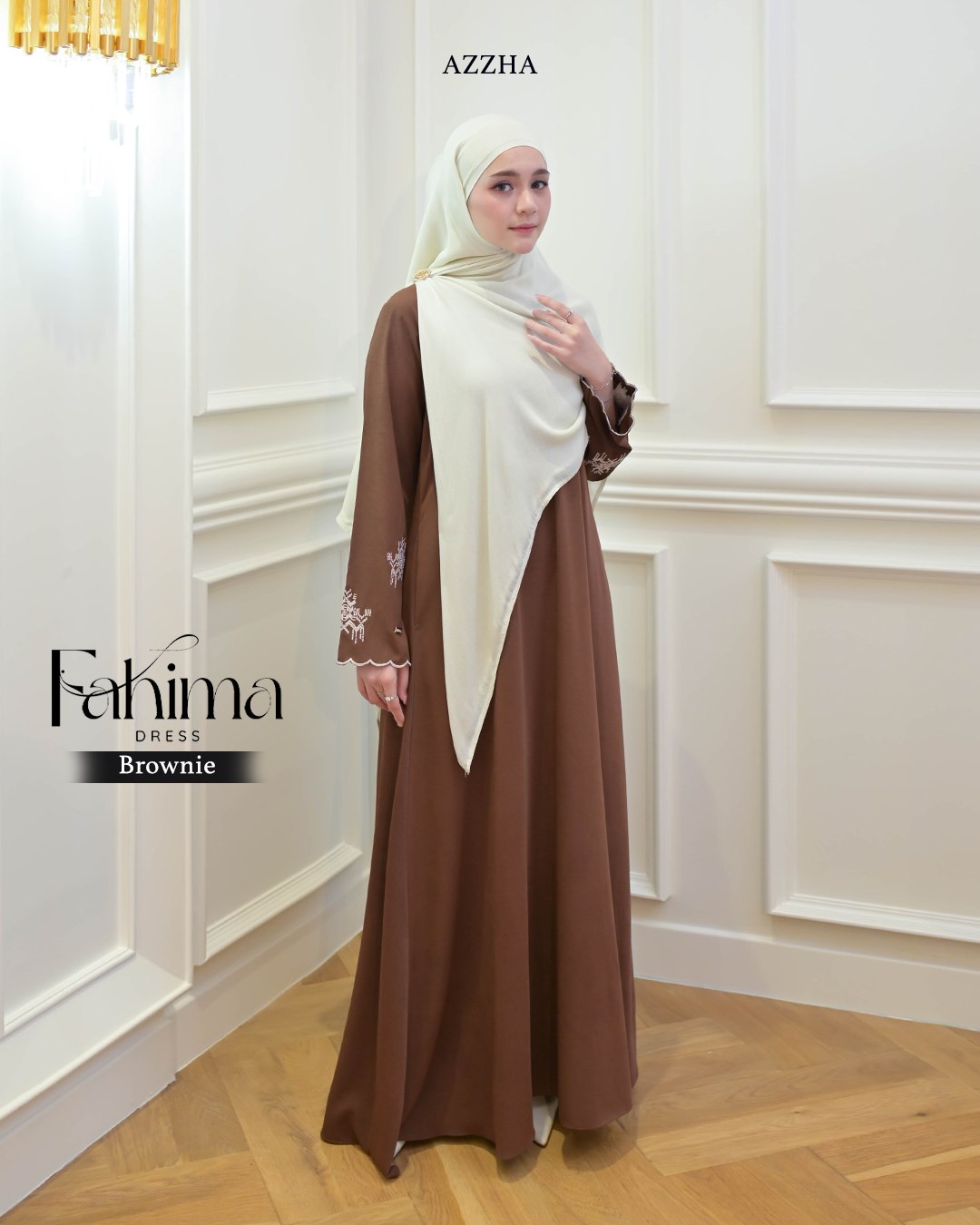 Azzha Indonesia - Fahima Dress Wanita Mewah Elegant Nyaman Dengan Bahan Cupro Emboss Premium