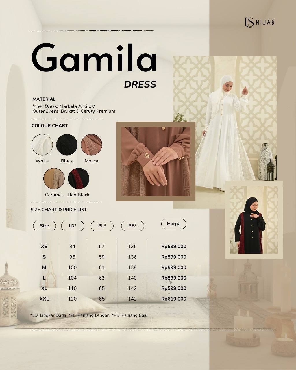 LS HIJAB| Gamila Dress Kombinasi Brukat, Inner Outer Lepas Pasang
