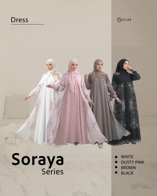Image of Soraya Dress Muslimah Motif Formal Inner Outer Menyatu I Busui Friendly