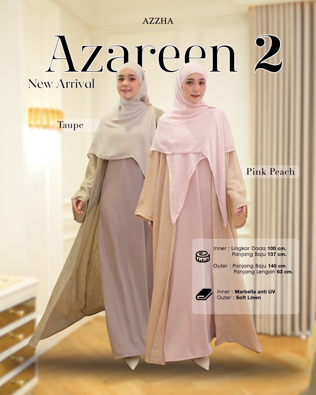 Azzha Indonesia - Azareen Abaya Wanita Muslimah Nyaman Lembut dan Mewah Dengan Bahan Marbella anti UV Premium