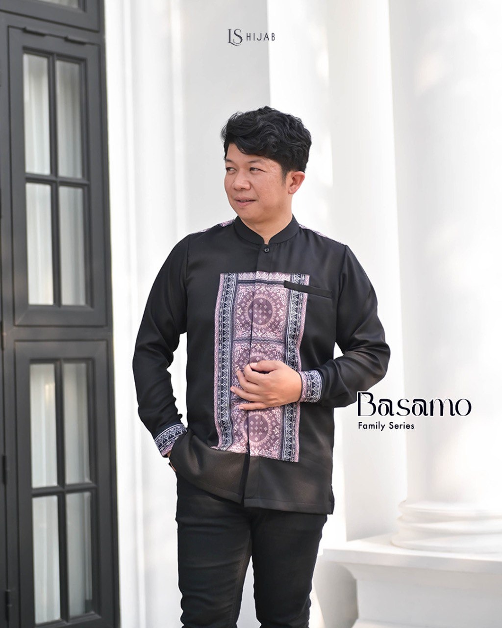 LS Hijab Koko Basamo Lengan Panjang Motif Printing Bahan Sahara Full Tricot Elegan