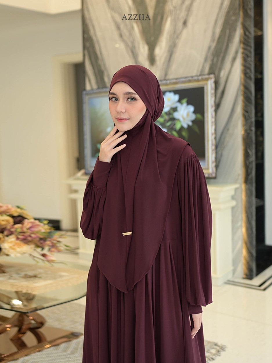 Azzha Indonesia - Hayya One Set France Khimar Wanita Muslimah Nyaman Adem Dengan Bahan Jersey Korea Premium