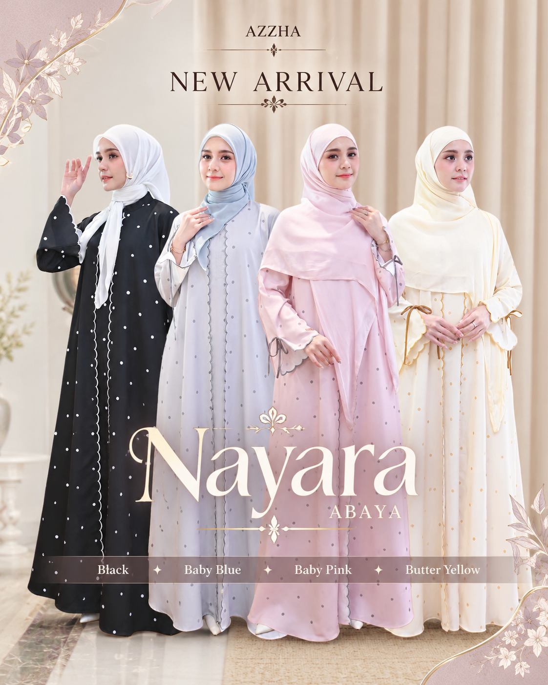Azzha Indonesia - Nayara Abaya Wanita Nyaman dan Elegant Dengan Bahan Jiso Crepe Anti UV Premium