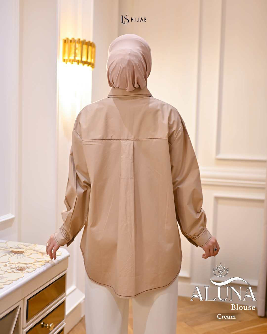 LS Hijab - Aluna Blouse Wanita Kemeja Lengan Panjang Bordir Kekinian Dengan Bahan Katun Popline Premium