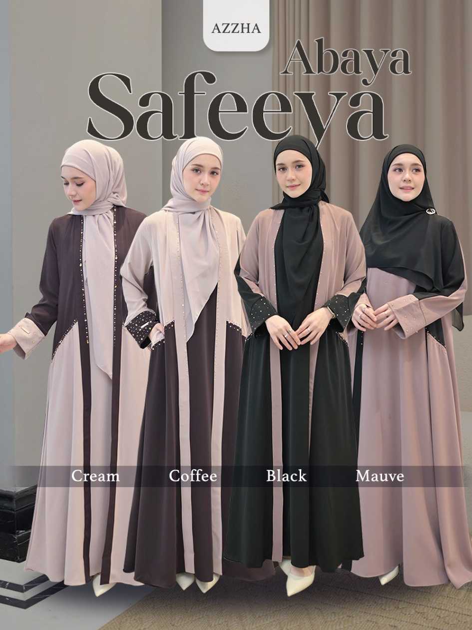 Azzha Indonesia - Safeeya Abaya Wanita Muslimah Nyaman Lembut dan Mewah Dengan Bahan Hania Anti UV Premium