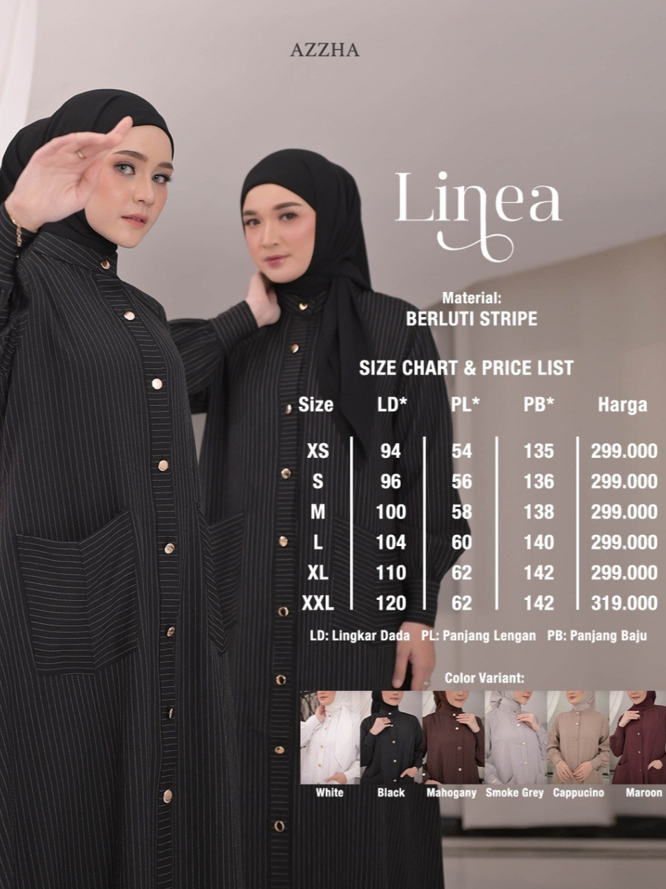 Azzha Indonesia - Linea Abaya Wanita Muslimah Adem Nyaman dan Elegant Dengan Bahan Berluti Stripe Premium