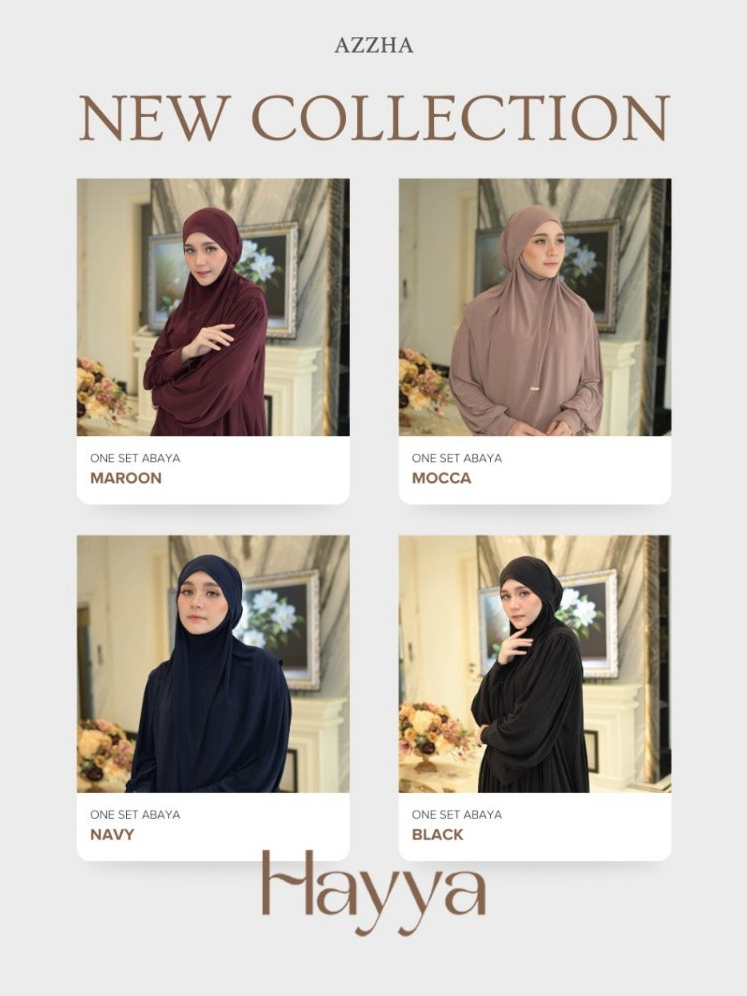Azzha Indonesia - Hayya One Set France Khimar Wanita Muslimah Nyaman Adem Dengan Bahan Jersey Korea Premium