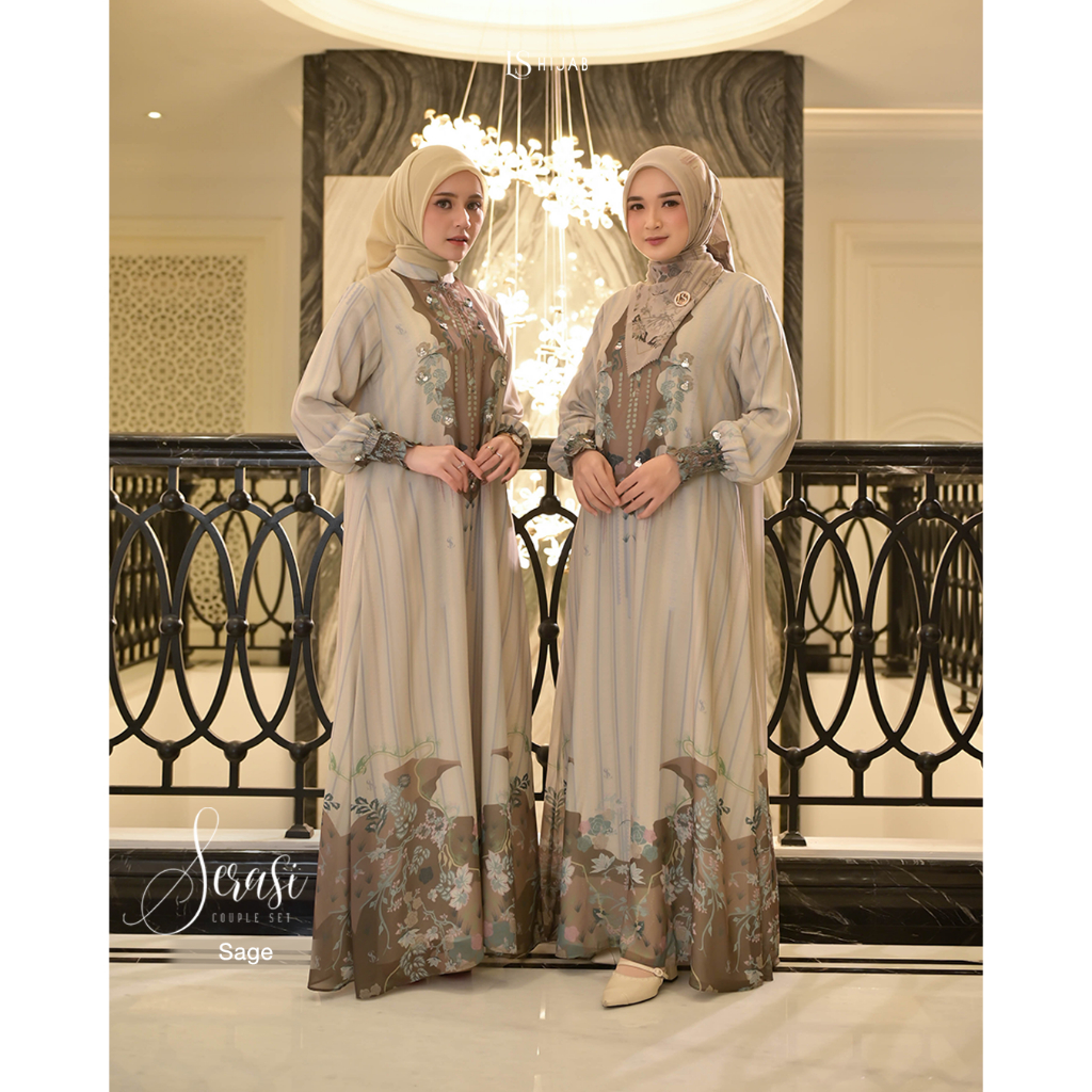 LS Hijab - Serasi Gamis Sarimbit Wanita Muslimah Dengan Bahan Sifon Sutra Silk Premium Nyaman dan Mewah