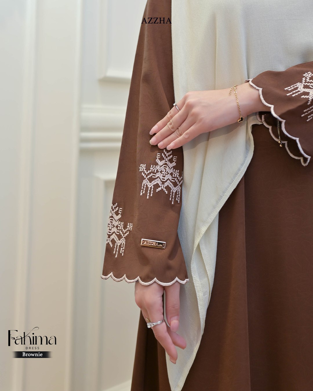 Azzha Indonesia - Fahima Dress Wanita Mewah Elegant Nyaman Dengan Bahan Cupro Emboss Premium