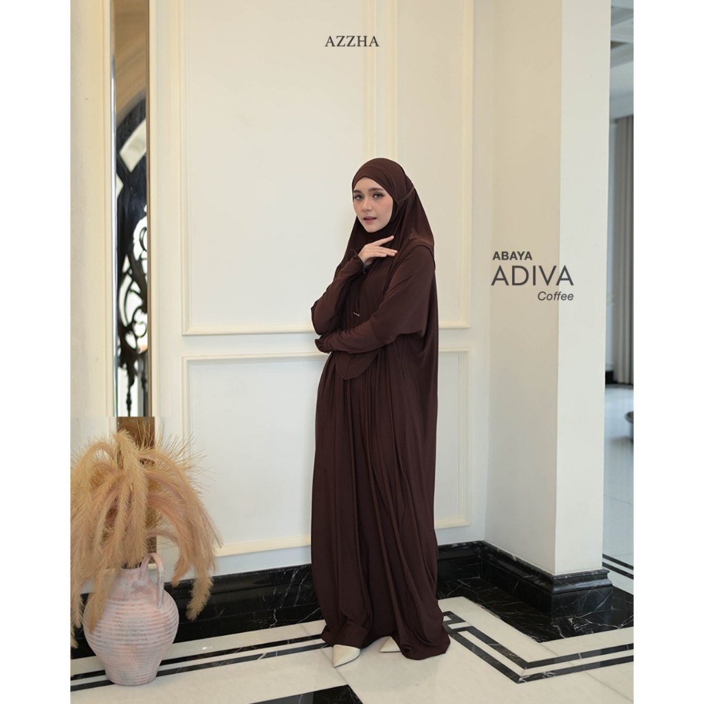 Azzha Indonesia - Adiva Abaya Polos Set Bergo 2 in 1 Mewah Dan Nyaman Dengan Bahan Jersey Korea Premium