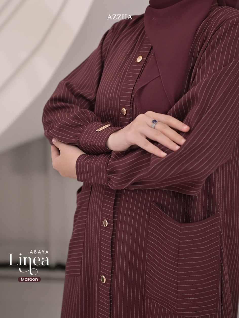Azzha Indonesia - Linea Abaya Wanita Muslimah Adem Nyaman dan Elegant Dengan Bahan Berluti Stripe Premium