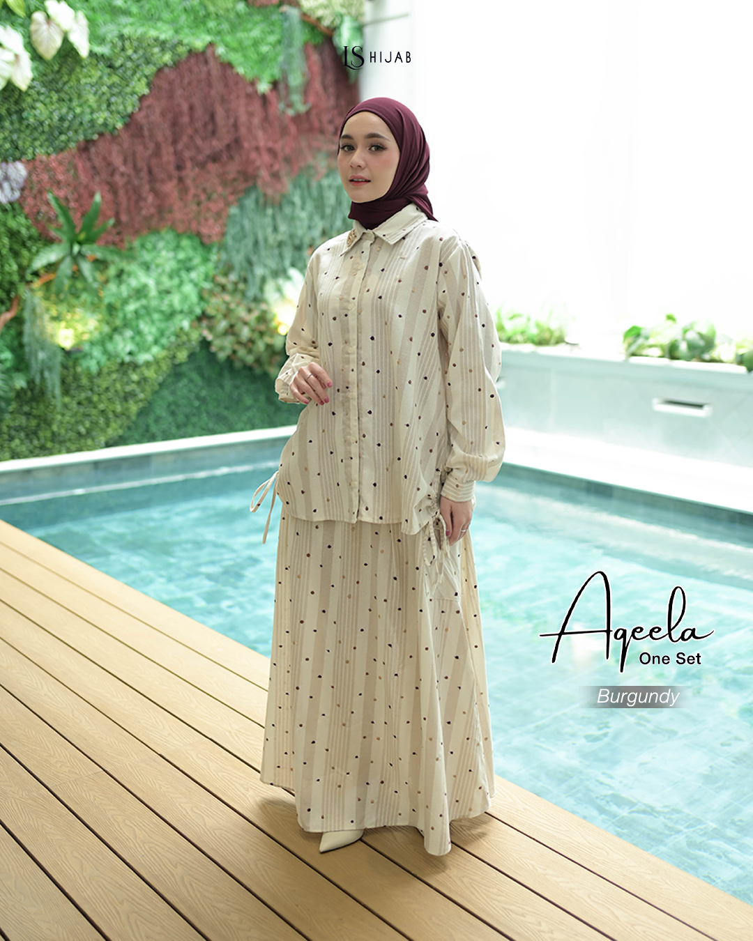 LS Hijab Aqeela Oneset Rok Kekinian - Aksen Serut I Allsize