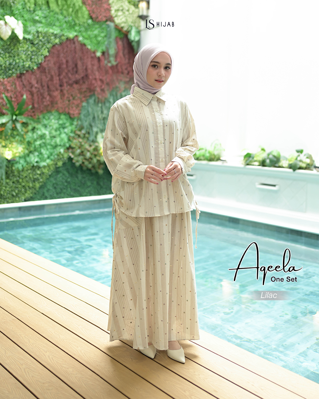 LS Hijab Aqeela Oneset Rok Kekinian - Aksen Serut I Allsize