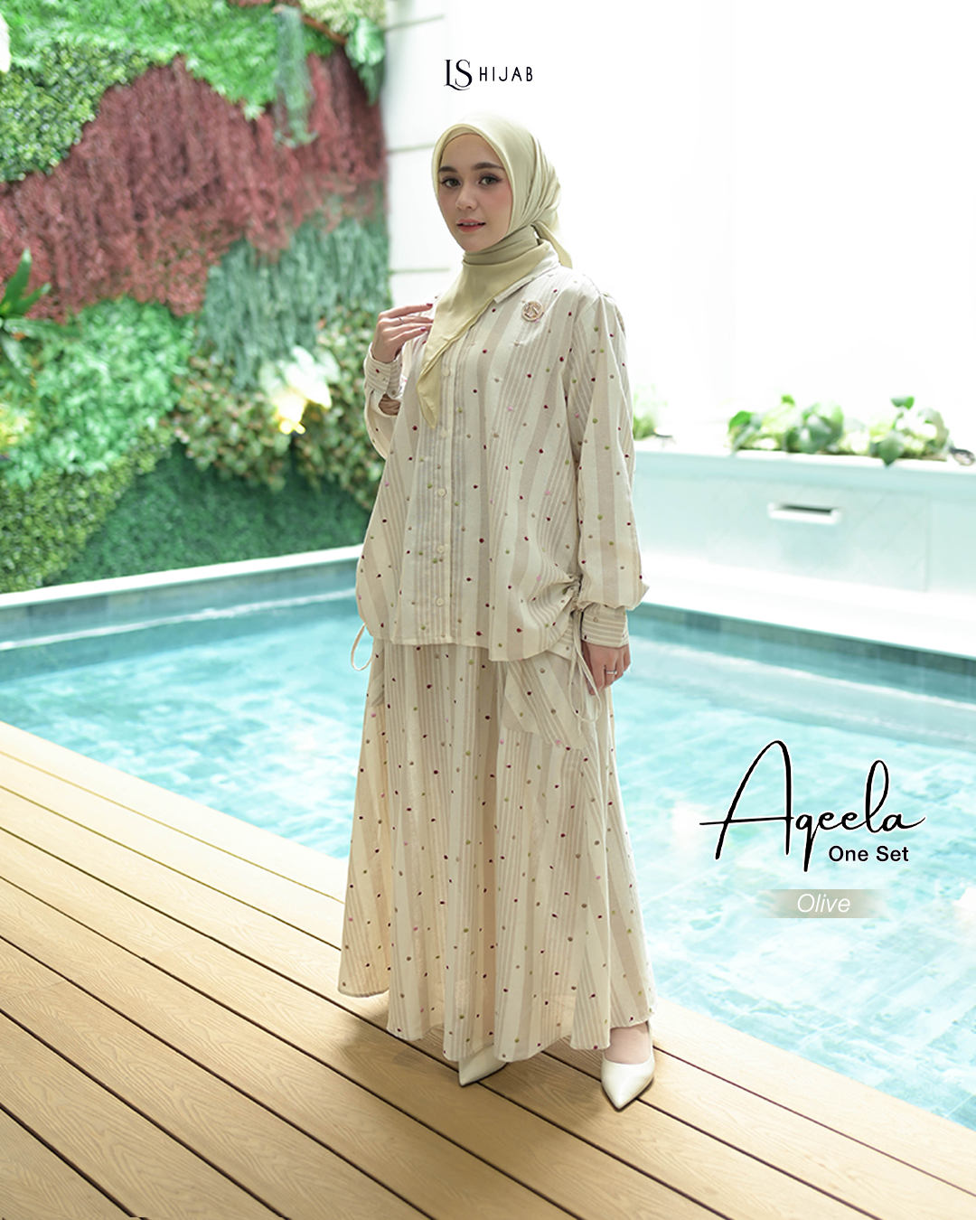 LS Hijab Aqeela Oneset Rok Kekinian - Aksen Serut I Allsize