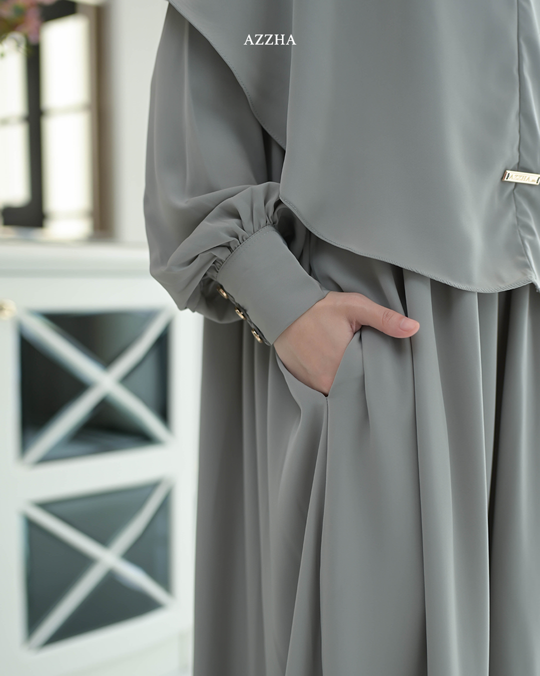 Azzha Indonesia - Kamia Abaya Set | Abaya Wanita Muslimah Polos Set French Khimar Dengan Bahan Japan Arabian Premium