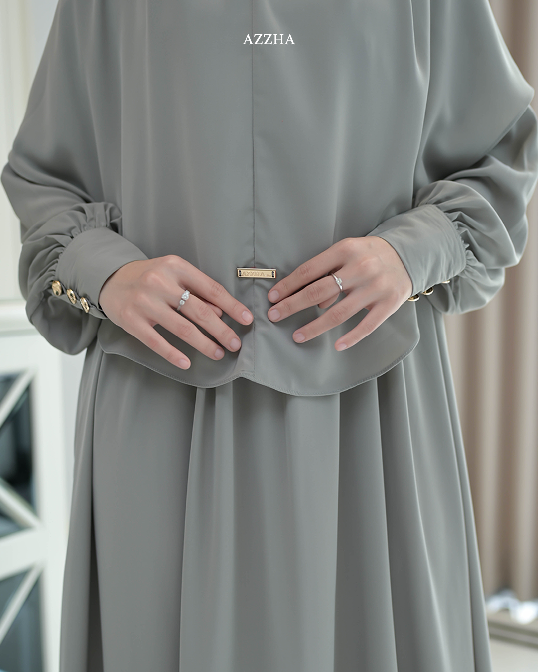 Azzha Indonesia - Kamia Abaya Set | Abaya Wanita Muslimah Polos Set French Khimar Dengan Bahan Japan Arabian Premium