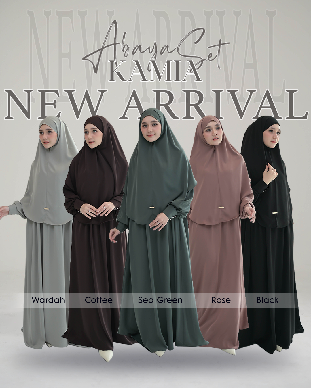 Azzha Indonesia - Kamia Abaya Set | Abaya Wanita Muslimah Polos Set French Khimar Dengan Bahan Japan Arabian Premium