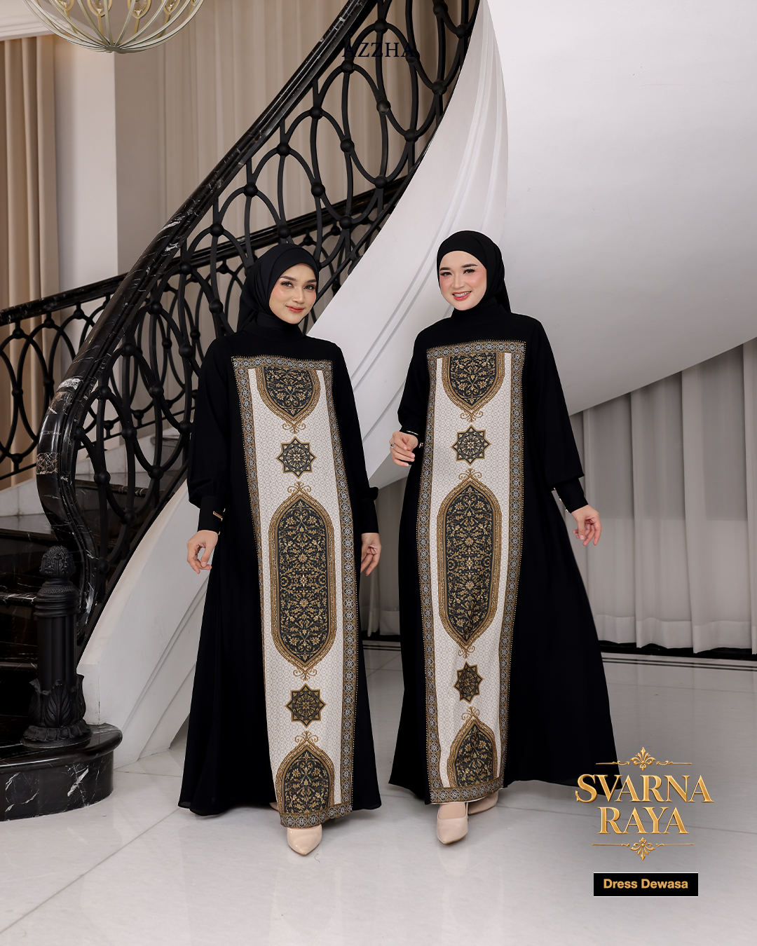 Azzha Indonesia| PRE-ORDER Svarna Raya Dress Dewasa Sarimbit Collection Lebaran 2027