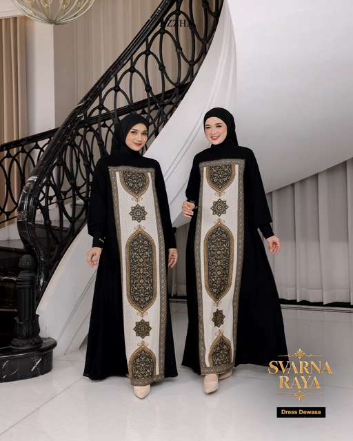 Azzha Indonesia| PRE-ORDER Svarna Raya Dress Dewasa Sarimbit Collection Lebaran 2027